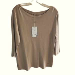 Gerry Weber fine knit women's 3/4 sleeves tan sweater size 12